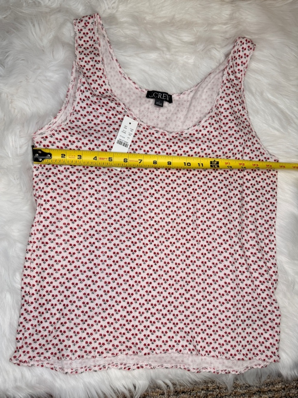 J. Crew White Tank Top with Red Floral Print